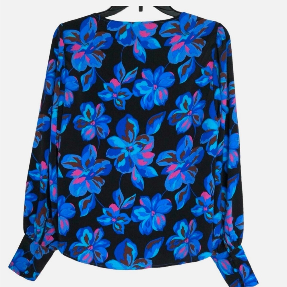 Sanctuary Medium Blouse Blue Floral Button Up V-Neck Long Sleeve Top - Picture 2 of 6